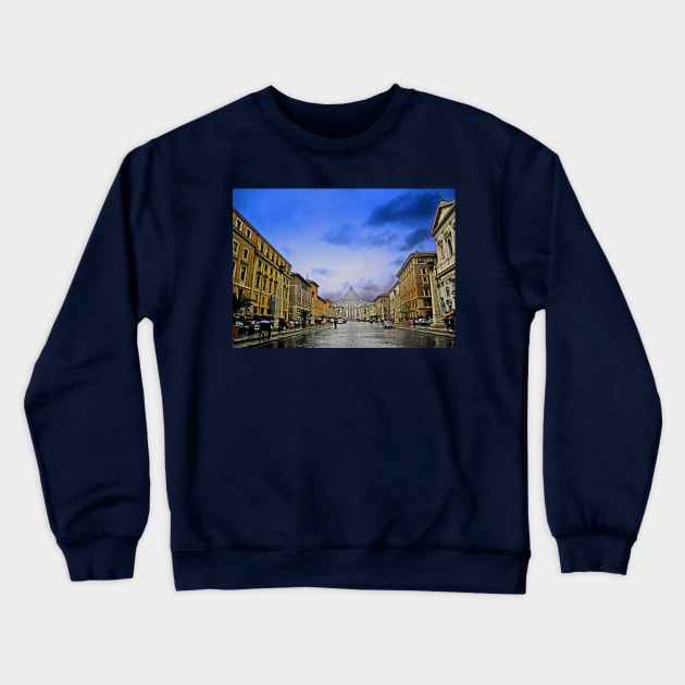 Road to Saint Peter, Vatican Crewneck Sweatshirt by vadim19